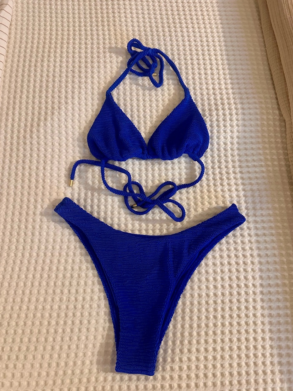 Monday Swimwear Palma Top & Byron Bottom Cobalt Blue Crinkle